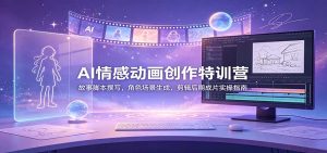 AI情感动画创作特训营：故事脚本撰写，角色场景生成，剪辑后期成片实操指南-KJ分享