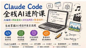 Claude Code全栈AI进阶课-更新;AI编程+网站复刻+3D交互网页+影音创作,系统掌握AI项目开发全流程-KJ分享