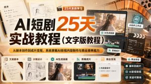 AI短剧25天实战教程(文字版教程),从脚本创作到成片变现,系统掌握AI影视内容制作与商业接单能力-KJ分享