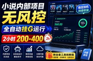 小说内部项目无风控，全自动挂G运行，2小时200-400，附全套工具和教程【揭秘】-KJ分享