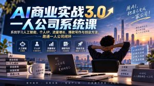 AI商业实战3.0一人公司系统课：系统学习人工智能、个人IP、流量增长、爆款写作与创业方法，跑通一人公司闭环-KJ分享