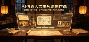 AI仿真人文史短剧创作课:穿越题材脚本构思,古人对话提示词,多工具成片教学-KJ分享