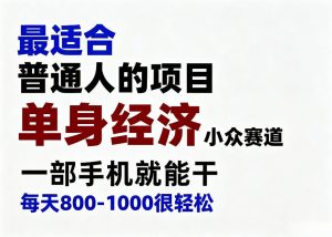 身经济小众赛道，一部手机就能干，每天搞个800-1000很轻松，最适合普通人的项目【揭秘】-KJ分享