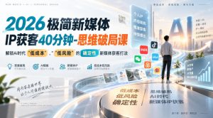 2026极简新媒体IP获客40分钟-思维破局课，解锁Ai时代“低成本”、“低风险”的确定性新媒体获客打法-KJ分享