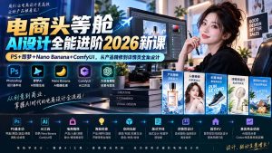 电商头等舱AI设计全能进阶2026新课:PS+即梦+Nano Banana+ComfyUI,从产品精修到详情页全案设计-KJ分享