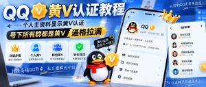 QQ黄V认证教程,个人主资料显示黄V认证,号下所有群都是黄V,逼格拉满-KJ分享