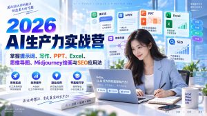2026AI生产力实战营:掌握提示词、写作、PPT、Excel、思维导图、Midjourney绘画与SEO应用法-KJ分享