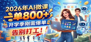 2026年AI微课，一单800+，开学季刚需爆单，告别打工！-KJ分享