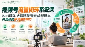 视频号流量闭环系统课，从人设定位、内容变现到IP影响力全链路落地，开启你的IP流量影响力-KJ分享