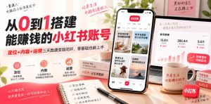 从0到1搭建能賺钱的小红书账号，定位+内容+运营三天跑通变现闭环-KJ分享