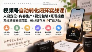 视频号自动转化闭环实战课:人设定位+内容生产+视觉包装+账号操盘,系统掌握流量获取、粉丝留存与IP打造方法-KJ分享