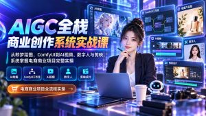 AIGC全栈商业创作系统实战课：从即梦绘图、ComfyUI到AI视频、数字人与剪映，系统掌握电商商业项目完整实操-KJ分享