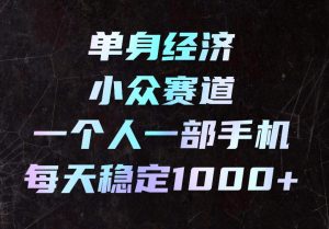 单身经济小众赛道,一个人一部手机,每天稳定1000+,长期可持续的赛道【揭秘】-KJ分享