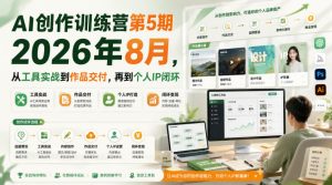 AI创作训练营第5期2026年8月，从工具实战到作品交付，再到个人IP闭环(更新0910)-KJ分享