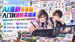 AI漫剧零基础入门到进阶实操课:剧本创作+分镜脚本+人物三视图+场景道具,跑通完整创作流程-KJ分享