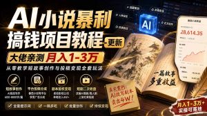 AI小说短故事暴利搞钱项目教程-更新,大佬亲测月入1-3万,从零教学短故事创作与投稿变现全套玩法-KJ分享