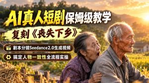 AI真人短剧保姆级教学,复刻《丧失下乡》,剧本分镜Seedance2.0生成视频,搞定人物一致性全流程实操-KJ分享