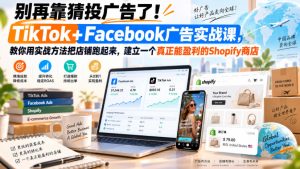 别再靠猜投广告了!TikTok+Facebook广告实战课,教你用实战方法把店铺跑起来,建立一个真正能盈利的Shopify商店【原创双语字幕】-KJ分享