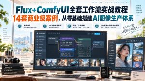 Flux+ComfyUI全套工作流实战教程|14套商业级案例,从零基础搭建AI图像生产体系-KJ分享