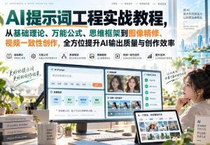 AI提示词工程实战教程,从基础理论、万能公式、思维框架到图像精修、视频一致性创作,全方位提升AI输出质量与创作效率-KJ分享