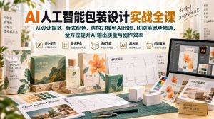 AI人工智能包装设计实战全课|从设计规范、版式配色、结构刀模到AI出图、印刷落地全精通-KJ分享