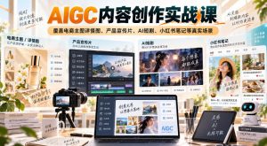 AIGC内容创作实战课,覆盖电商主图详情图、产品宣传片、AI短剧、小红书笔记等真实场景-KJ分享