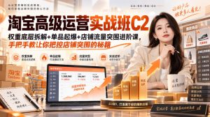 淘宝高级运营实战班C2|权重底层拆解+单品起爆+店铺流量突围进阶课,手把手教让你把控店铺突围的秘籍-KJ分享