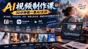 AI视频制作课-30分钟做一条AI大片：学习豆包、DeepSeek、即梦，掌握文案生图、视频生成与剪辑成片方法-KJ分享