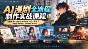 AI漫剧全流程制作实战课程，完整覆盖AI漫剧从构思到成片的全部环节，手把手教你独立完成AI漫剧创作-KJ分享