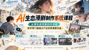 AI生态漫剧制作系统课程，从零吃透完整创作流程，新手零门槛独立产出优质漫剧作品-KJ分享