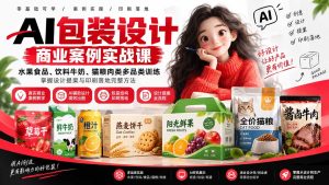 AI包装设计商业案例实战课:水果食品、饮料牛奶、猫粮肉类多品类训练,掌握设计提案与印刷落地完整方法-KJ分享