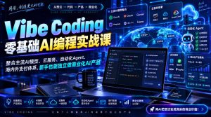 Vibe Coding零基础AI编程实战课-无水印，整合主流AI模型、云服务、自动化Agent、海内外支付体系，新手也能独立做商业化AI产品-KJ分享