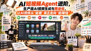 AI短视频Agent进阶,生产级AI视频生成与商业化,让AI视频从”能看”真正走向”能賺钱”-KJ分享