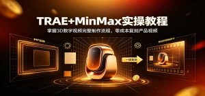 TRAE+MinMax实操教程:3D数字视频完整制作流程,零成本复刻产品视频-KJ分享