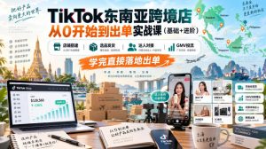TikTok东南亚跨境店从0开始到出单实战课(基础+进阶)，店铺搭建、选品发货、达人对接、GMV投流，学完直接落地出单-KJ分享