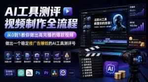 AI工具测评视频制作全流程,从0到1教你做出高完播的爆款视频,做出一个稳定接广告賺钱的AI工具测评号-KJ分享