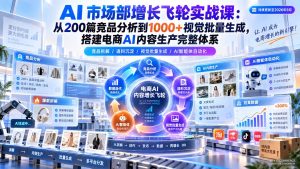 AI 市场部增长飞轮实战课：从200篇竞品分析到1000+视觉批量生成，搭建电商AI内容生产完整体系-KJ分享