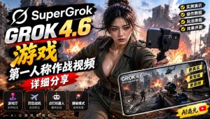 Grok 4.6也能做游戏?第一人称作战视频实测|玩法详细讲解-KJ分享