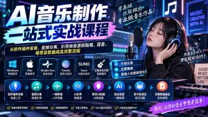 AI音乐制作一站式实战课程:从软件插件安装、音频分离、扒带换音源到贴唱、混音、母带及歌曲成品完整流程-KJ分享