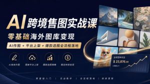 AI跨境售图实战课,零基础海外图库变现,AI作图+平台上架+爆款选图全流程落地-KJ分享