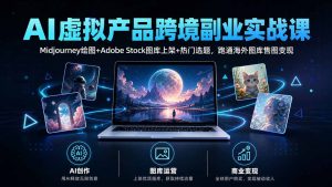 AI虚拟产品跨境副业实战课｜Midjourney绘图+Adobe Stock图库上架+热门选题，跑通海外图库售图变现-KJ分享