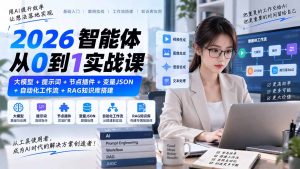 2026智能体从0到1实战课|大模型+提示词+节点插件+变量JSON+自动化工作流+RAG知识库搭建-KJ分享