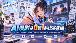 AI漫剧从0到1系统实战课：学习剧本、人物场景、分镜图、视频生成及音视频剪辑，完整跑通制作流程-KJ分享