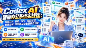 Codex AI智能办公系统实战课：掌握文件、表格、PPT、项目管理、数据分析、浏览器及企业日报自动化-KJ分享