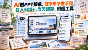 AI做PPT接单,旺季单子做不完,日入500+,当天结算,附赠工具【揭秘】-KJ分享