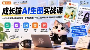 成长猫AI生图实战课｜GPT注册配置+提示词模板+参考图反推+同款二创+跨境电商详情页批量制作-KJ分享