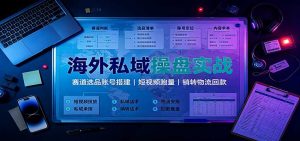 海外私域操盘实战：赛道选品账号搭建，短视频跑量，销转物流回款-KJ分享