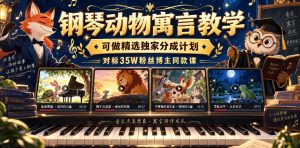 钢琴动物寓言教学,可做精选独家分成计划,对标35W粉丝博主同款课-KJ分享