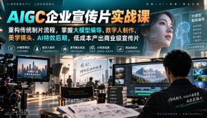 AIGC企业宣传片实战课，重构传统制片流程，掌握大模型编导、数字人制作、美学镜头、AI特效后期，低成本产出商业级宣传片-KJ分享