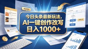 今日头条最新玩法，AI 一键创作改写，简单易上手，轻松日入 1000 +-KJ分享